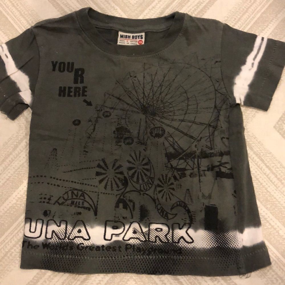 Mish Boys Grey & White Tie Dye Luna Park T Shirt